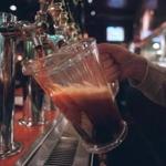 Camb.- A fresh pitcher of beer being filled from the tap at John Harvard's Brew House in Harvard Square.
